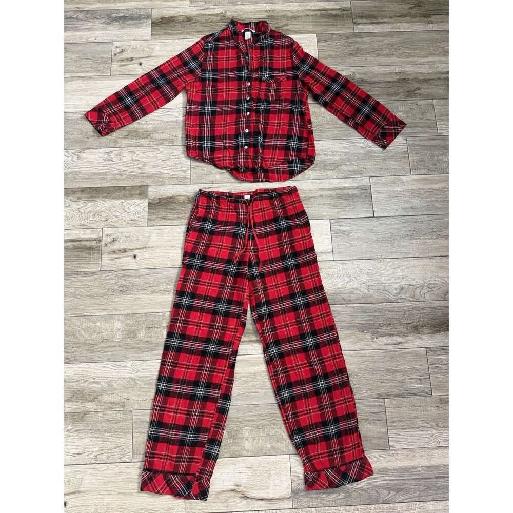 VICTORIAS SECRET Size S Red Plaid Pajama Set Holiday Soft Flannel VS Womens
